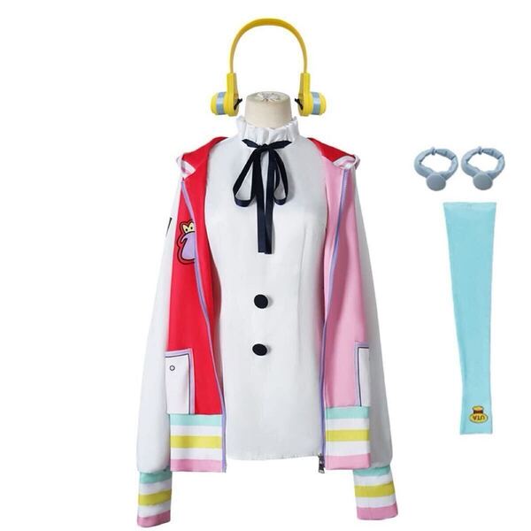 【新品未使用】ウタ コスプレ ワンピース ONEPIECE UTA 世界の歌姫 衣装 パーカー ヘッドホン付 Mサイズ