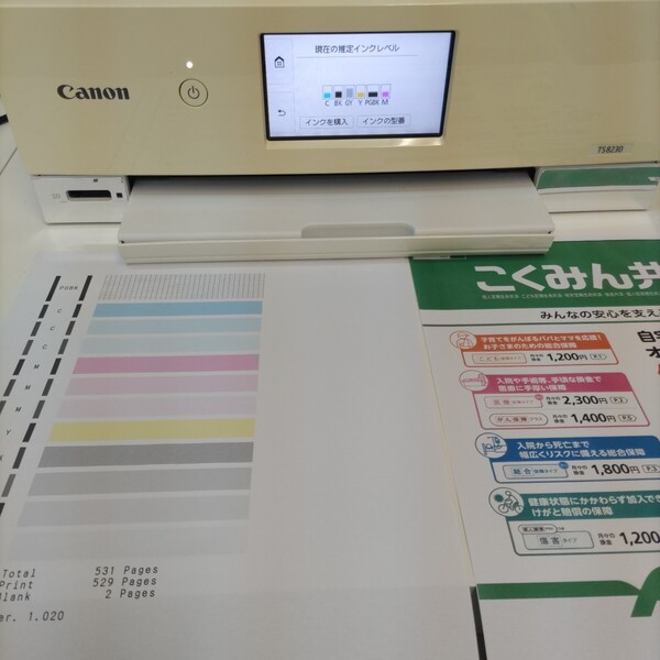 Canon キャノン PIXUS インクジェットプリンター TS8230 印刷枚数少ない531枚 送料無料 管理番号TS0722