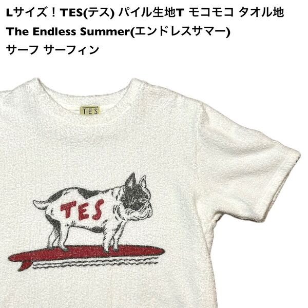 Lサイズ!TES(テス)古着半袖パイル生地Tシャツ 白 モコモコ タオル地 The Endless Summer(エンドレスサマー)サーフ サーフィン