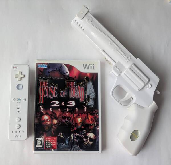 Wii ハウス オブ ザ デッド 2&3 + AMSガンコントローラー + リモコン ★ Wii AMS HAND CANNON + House of the Dead