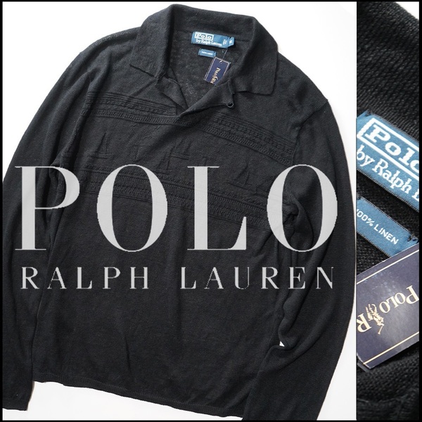 新品【 POLO by RALPH LAUREN ラルフローレン 】希少過去レアモデル/リネン素材/リネンニットポロシャツL