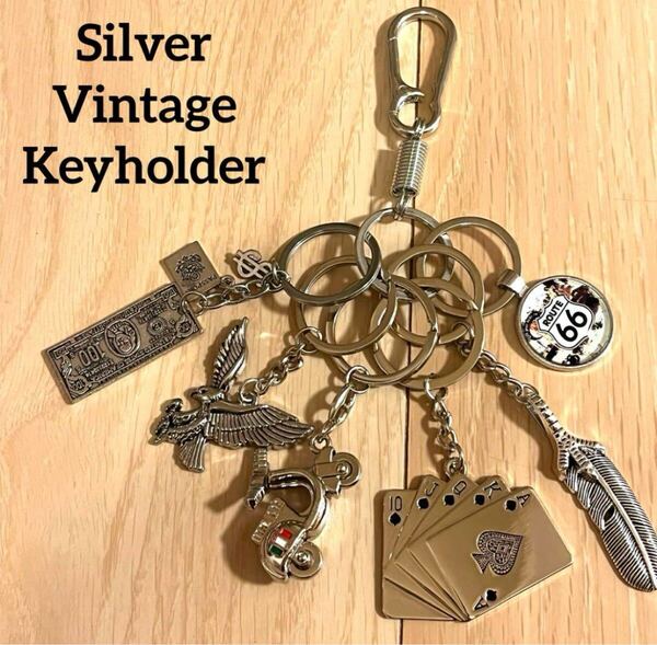 スピード発送★ キーホルダー カラビナ キーリング ヴィンテージ アメカジ シルバー ストリート 古着 イーグル フェザー 羽 鷲 トランプ