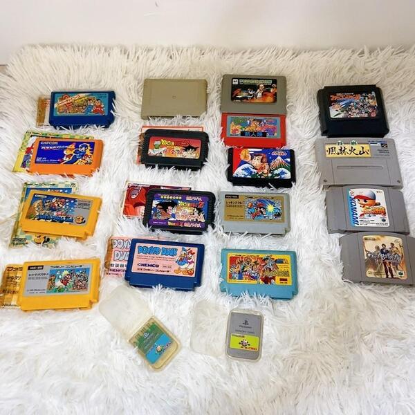 ゲームソフト 19本 ファミコン 任天堂 64 カセット まとめ レトロ スーパーマリオ ドラゴンボール パワプロ【中古品】