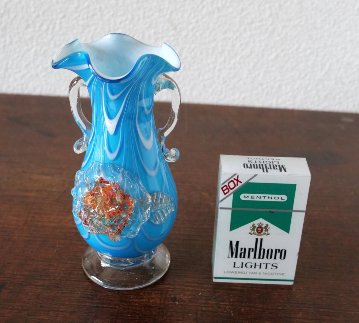 作家物　虹色ガラスの一輪挿し　未使用品 富山アイコニック YAKUBIN 一輪挿し/越翡翠硝子ｰ紫苑色ｰ 833
