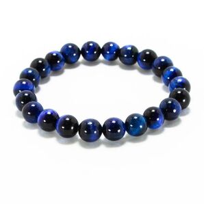 ブルータイガーアイ ブレスレット 最高品質 5Aランク 内径16cm 8mm珠 未使用品.