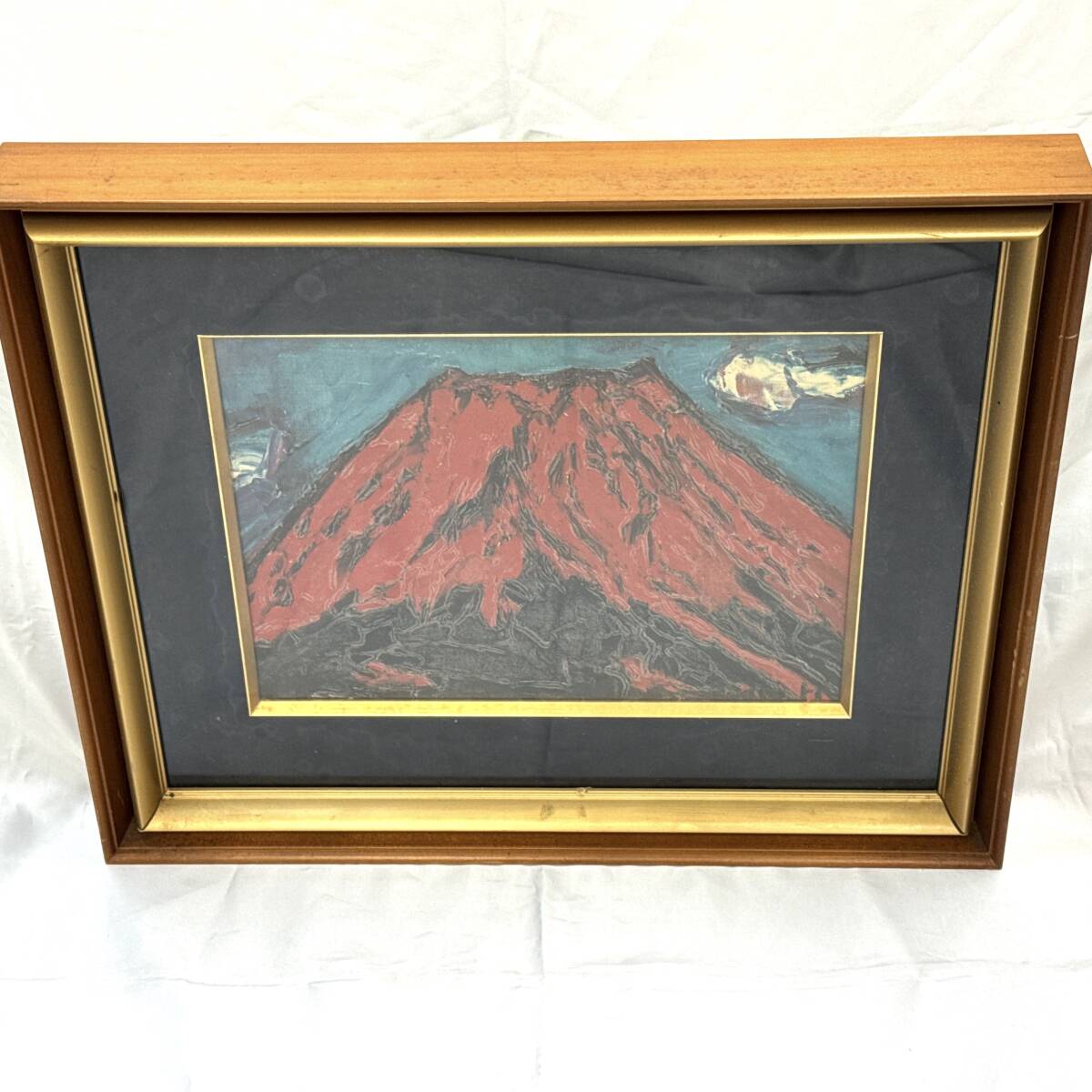 林武 油絵 風景画 木製フレーム 金色額縁 Yahoo!オークション -「林武 赤富士」(美術品) の落札相場・落札価格