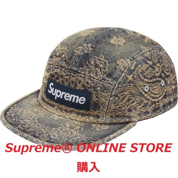 ★値下げ【即決/送料込】Supreme Bandana Jacquard Denim Camp Cap "Blue" シュプリーム キャップ 帽子