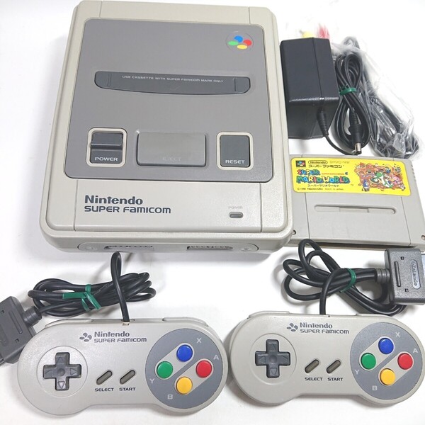 【メンテ済み】スーパーファミコン 本体動作確認済み コントローラー 任天堂 SFC AVケーブル Nintendo SUPER FAMICOM アダプター