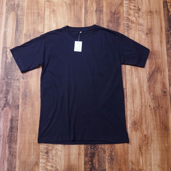未使用 インド綿 半袖クルーネックTシャツ メンズ 無地 ベーシック 薄手 Mサイズ ネイビー PS1