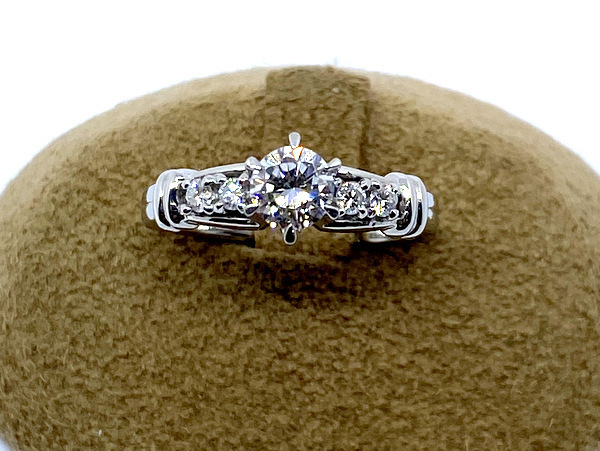 【即決/7.5号】 PT900 ダイヤモンド リング D:0.333ct 0.10ct 指輪 E VVS2 Good 一粒ダイヤ プラチナ ジュエリー 立爪 3.7g