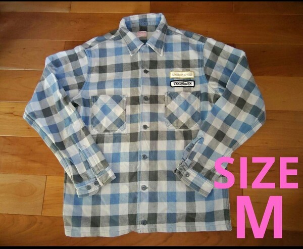 MサイズTENDERLOIN T-FLANNEL SHIRTテンダーロインヘビーウエイトフランネルシャツブルーBLUEUNEMPLOYED アネムプロイドボックスロゴ刺繍
