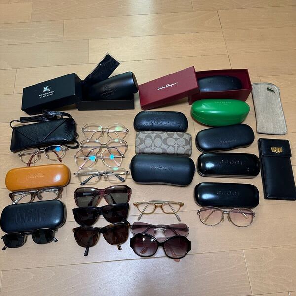 送料無料!!GUCCI CHANEL COACH RayBan DKNY Yves Saint Laurent ブランド 眼鏡 めがね メガネ サングラス ケース 28点セット 大量 セット