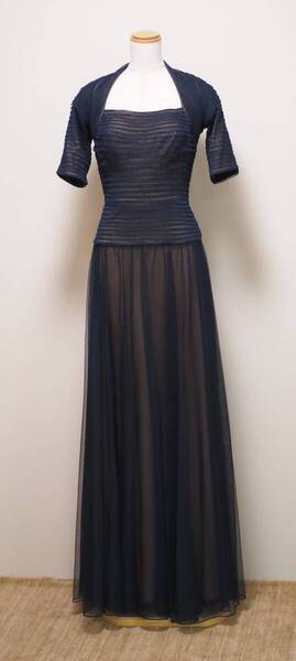 TADASHI SHOJI タダシショージ NAVY & BEIGE ロングフォーマルドレス 「2 」/ 9号程度