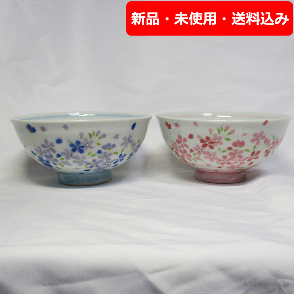【特価品】波佐見焼 ご飯茶碗 飯椀2枚 214221 ブルーピンク