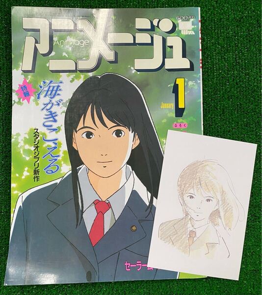 【当時品】アニメージュ 1993年1月 海がきこえる ジブリ 氷室冴子 宮崎駿 検)セル画 原画 ポスター イラスト