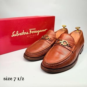 SALVATORE FERRAGAMO ガンチーニ ローファー(7.5)革靴 茶