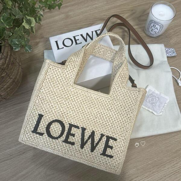 送料無料 LOEWE ロエベ フォントトートスモール ラフィア カゴバッグ斜めがけポシェット 現行販売品