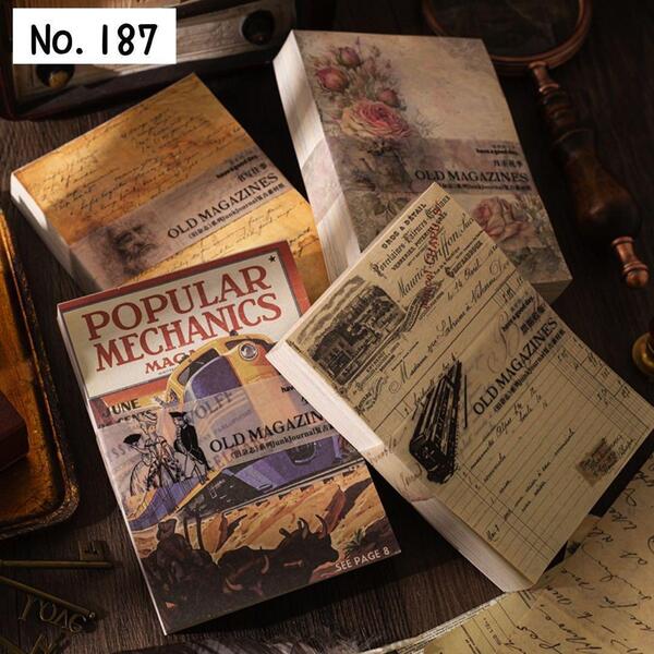 【187】 (古雑誌) 素材紙 コラージュ 大容量 デザインペーパー 紙物 4種 レトロ マガジン ジャンクジャーナル おすそ分け 紙もの 手帳 素材