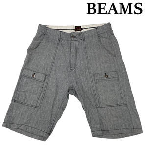 BEAMS ビームス ブッシュ ハーフパンツ siz.M (約82cm W32相当) ヘンリーボーン フラップポケット メンズ ショートパンツ