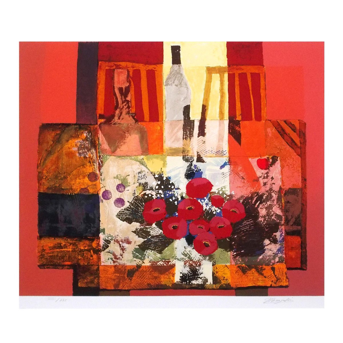 美品 デイル・ターブッシュ「雪が舞う夜」シルクスクリーン 直筆サイン入り 額装 お部屋を光でデコレーション 吊るして飾るワイヤーワークの