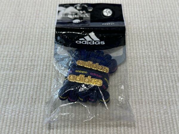 新品 未使用 アディダス adidas 靴紐 ひも シューレース ネイビー 濃紺 ロゴ 120cm スーパースター スタンスミス 金 デュブレ 未開封