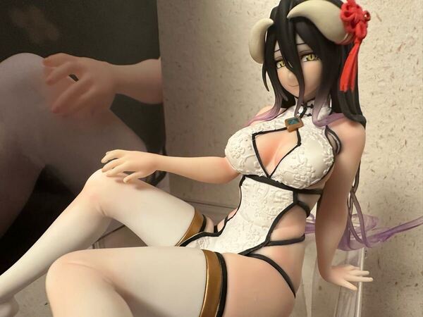 オーバーロード フィギュア アルベド チャイナドレス リペイントシャドー陰影ぼかしピンク混交アイボリー