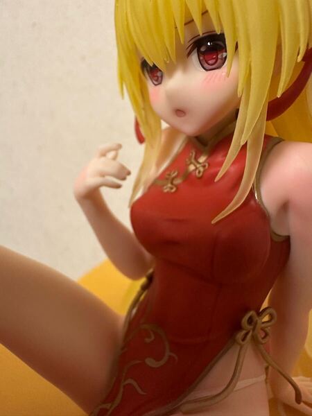 To LOVEる ダークネス フィギュア 金色の闇 チャイナドレス リペイント チークピンクアイボリー陰影瞳レジンUVハードクリアLEDライト硬化