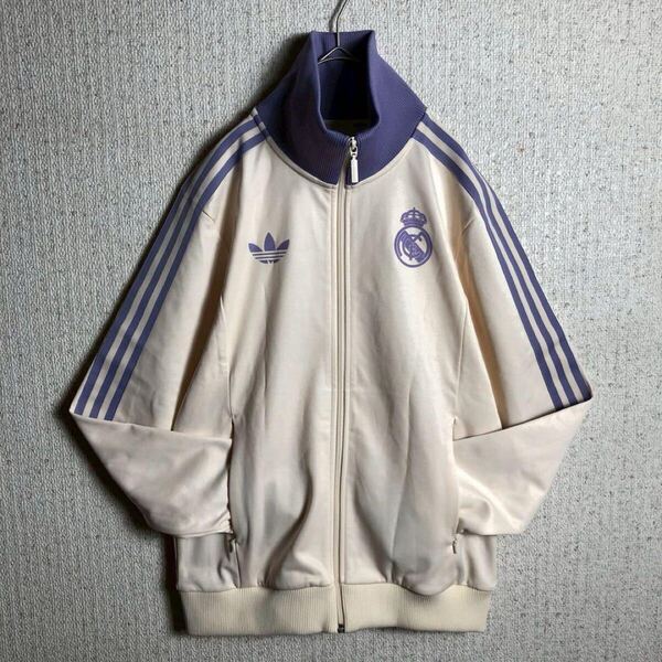 【激レア】adidasジャージ レアルマドリード ベッケンバウアー スペイン XLサイズ アディダス トラックジャケット ラリーガ 白 紫