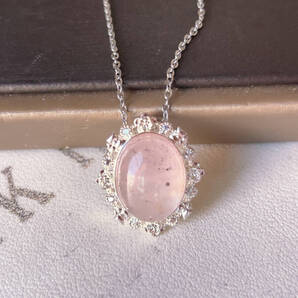 訳あり◇ローズクォーツ(紅水晶)◇黒雲母入り◇ネックレス◇ペンダント◇パワーストーン◇天然石◇巾着袋付き◇プレゼントにも038P7102