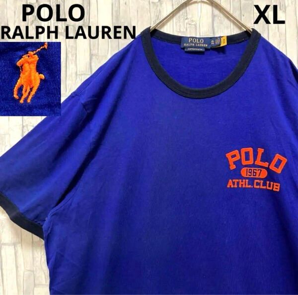 POLO RALPH LAUREN ポロ ラルフローレン リンガー ネック Tシャツ サイズXL ポニー ワンポイントロゴ 刺繍ロゴ 半袖 現行タグ QRタグ