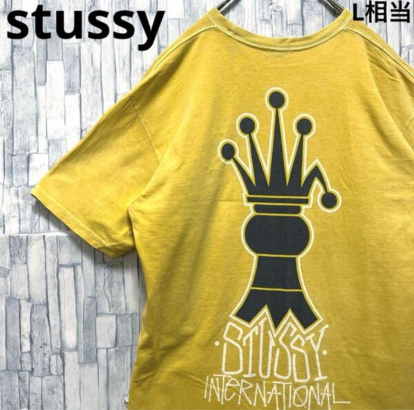 stussy ステューシー 半袖 Tシャツ ビッグロゴ デカロゴ バックロゴ 折れクラウン 王冠 サイズM メンズ 送料無料