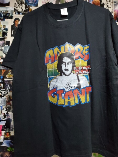 新品│アンドレ・ザ・ジャイアント│プロレス│輸入Tシャツ│海外インポート品│サイズL│ブラック│黒│ストリート│伝説のプロレスラー