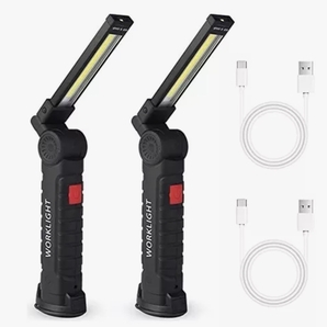 ★夏休み特別価格★2セット★赤点灯点滅★強力COB ワークライトLED USB充電式 折り畳み 360度回転 側面マグネット