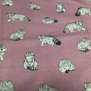 4m 綿麻キャンバス 110×400cm マヌル猫 / 生地 はぎれ 日本製 コットンリネン 綿麻 キャンバス 猫 ネコ ねこ