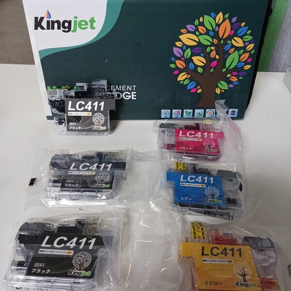 y071801k Kingjet【互換品】ブラザー Brother LC411 インク カートリッジ (BK3/M/C/Y) 6本セット