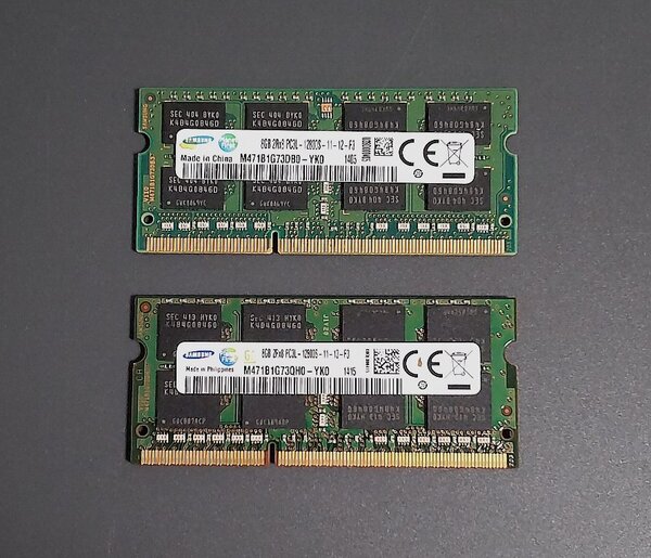 ノートPC用メモリー SAMSUNG 低電圧 1.35V DDR3L-1600 (PC3L-12800S) 8GBx2枚 合計16GB 動作確認済