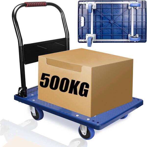 折りたたみ台車 軽量 静音 平台車耐荷重500KG スチール製 フラットカート 360度回転可能なキャスター付き業務用台車大型