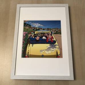 kj ★額装品★ わたせせいぞう アルファロメオ 貴重イラスト A4サイズ額入り ポスター風デザイン 車 自動車 オープンカー
