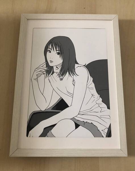 kj ★額装品★ 江口寿史 ストップひばりくん 貴重イラスト A4額入り ポスター風デザイン 漫画 アニメ パイレーツ コミック サインなし