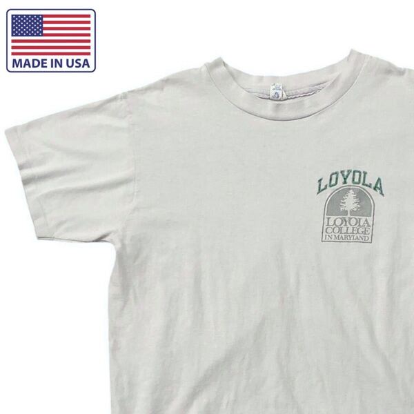 チャンピオン 80S - 90S USA製 Tシャツ カレッジ 古着 ビンテージ ブルー グレー アメリカ製 プリント champion