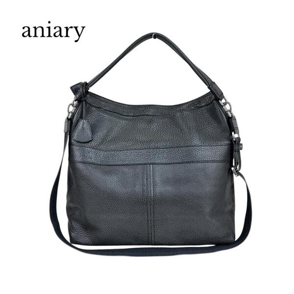 aniary アニアリ 2WAYショルダーバッグ トートバッグ 大容量 A4収納 シボレザー グレー