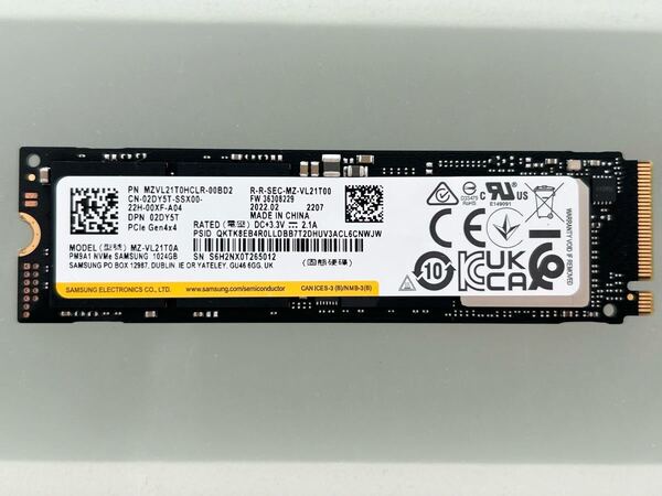 ② Samsung PM9A1 SSD NVMe 1TB 1024GB M.2 2280 中古品