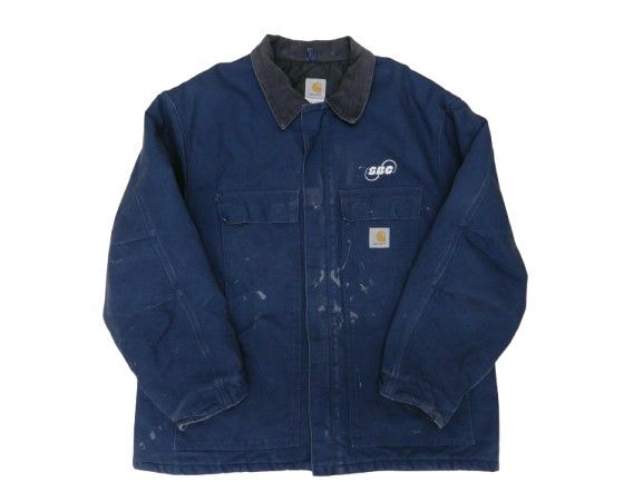 USA製 Carhartt トラディショナルジャケット 希少ネイビー色 美品 USA製 Carhartt トラディショナルジャケット 希少ネイビー色 美