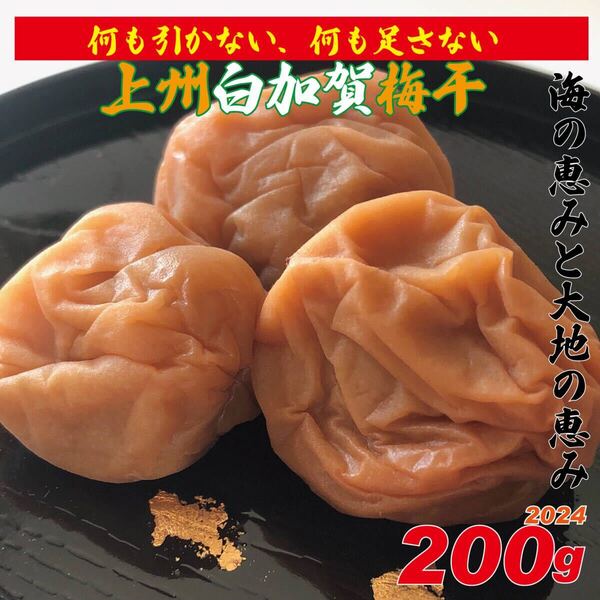 海の恵みと大地の恵み、天日塩使用の地下室手作り添加物不使用白加賀梅干200g