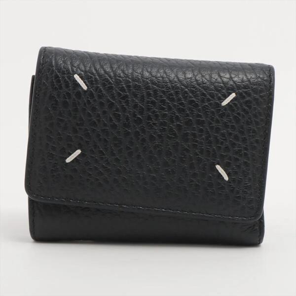 メゾン マルジェラ 4ステッチ レザー コンパクト ウォレット Margiela Maisonかっこいい 財布 折り財布 stitch wallet leather black