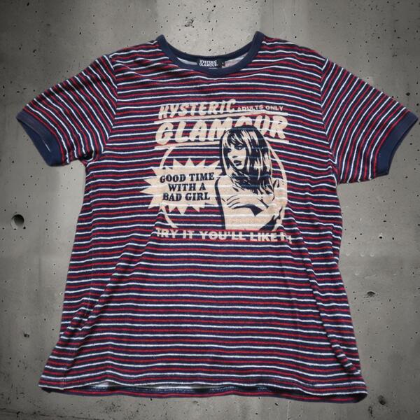 ヒステリックグラマー/HYSTERIC GLAMOUR ストライプ Tシャツ パイル生地 ヒスガール 日本製