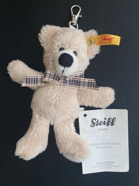 紙タグ付き 旧型 シュタイフ テディベア ぬいぐるみ キーホルダー キーリング ベージュ Steiff Keyring Teddy Bear くま クマ 112300