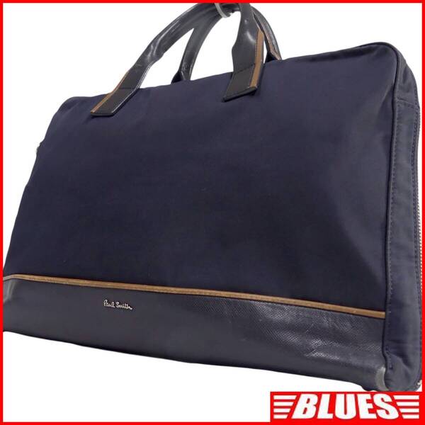 即決★Paul Smith★レザーコンビビジネスバッグ ポールスミス メンズ 紺 ネイビー 本革 ブリーフケース 皮 通勤 カバン 出張 鞄 かばん A4