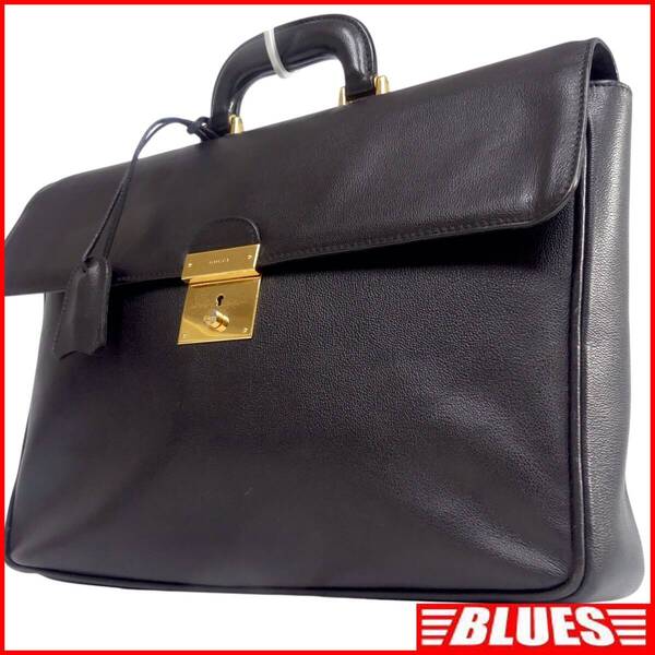 即決★GUCCI★ビジネスバッグ グッチ メンズ 2way ショルダーバッグ 黒 イタリア製 本革 オールレザー ブリーフケース 皮 通勤 出張 鍵付き