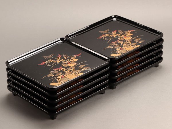 時代 漆器 蒔絵 吸物膳 10客 共箱 木製 Yahoo!オークション -「吸物膳」の落札相場・落札価格
